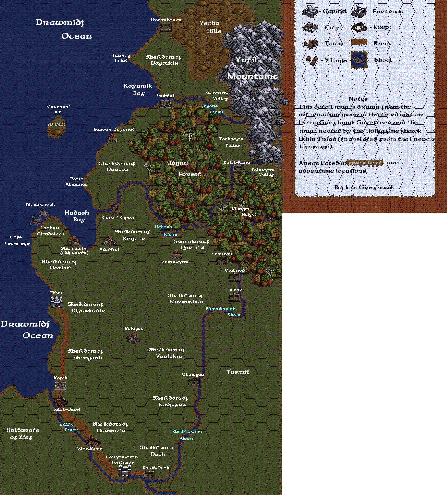 Carte en hexagones du califat d’Ekbir