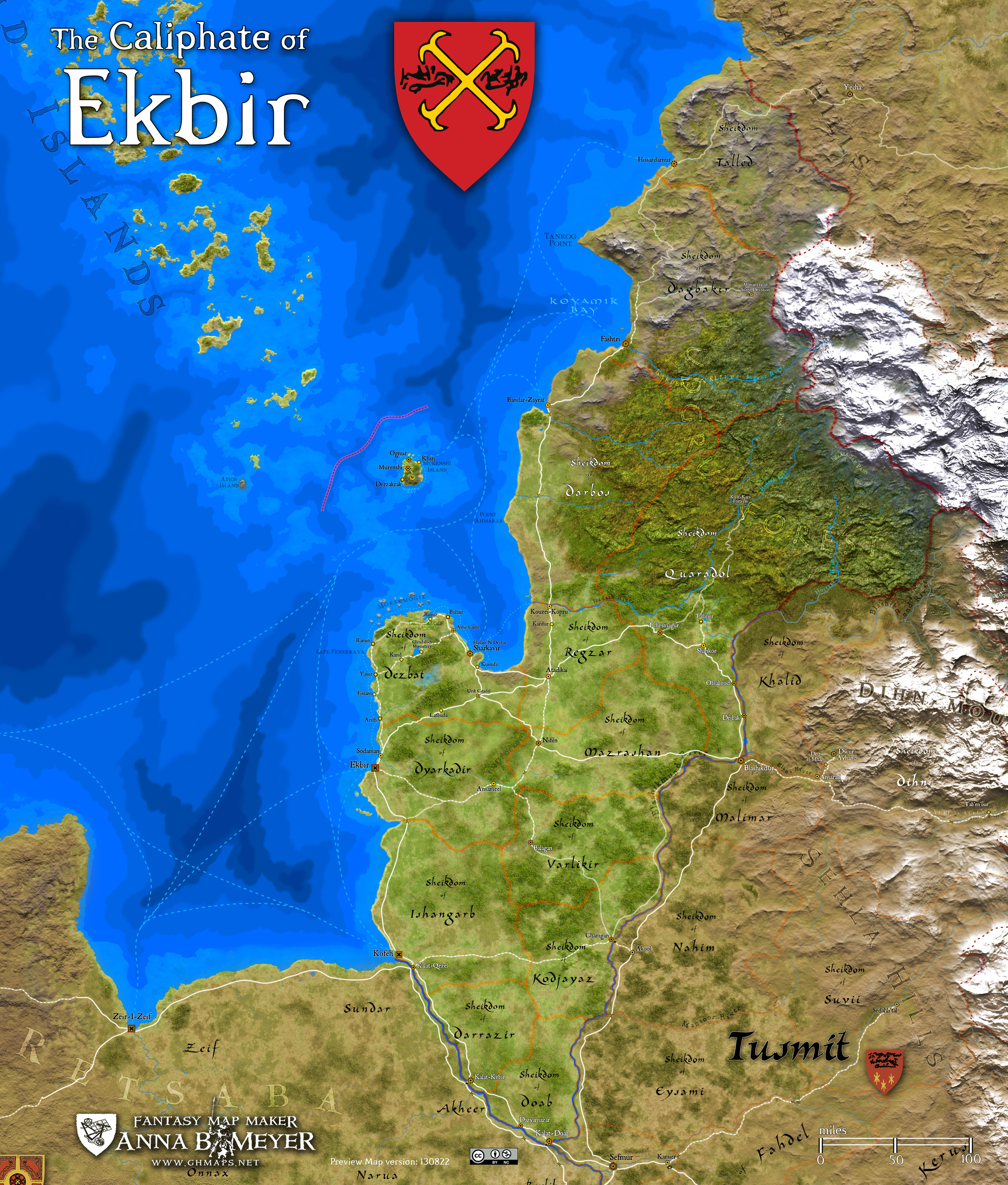 Carte en relief du califat d’Ekbir