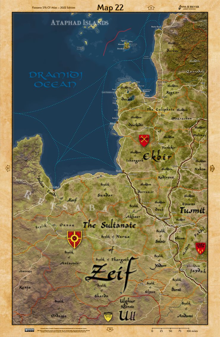 Carte 22, atlas du Flanaess 576 AC